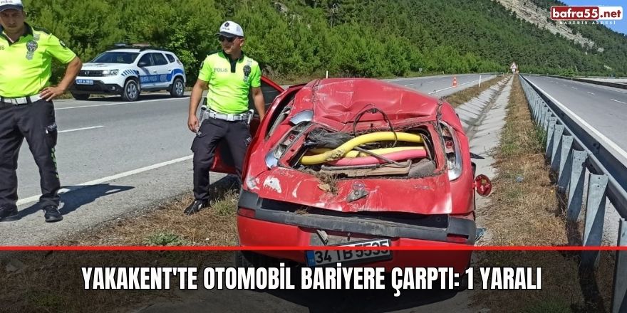 Yakakent'te Otomobil bariyere çarptı: 1 yaralı