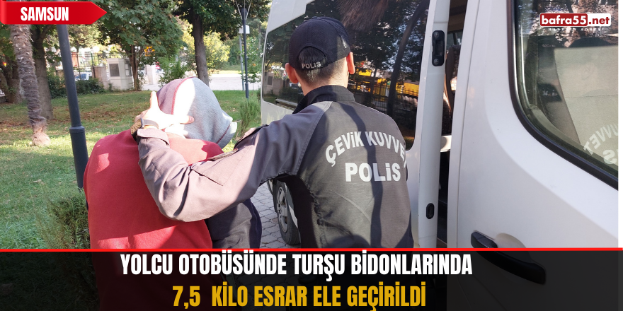 Yolcu Otobüsünde Turşu Bidonlarında 7,5 Kilo Esrar Ele Geçirildi