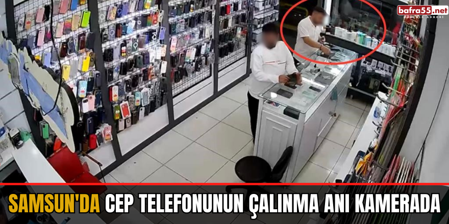 Samsun'da cep telefonunun çalınma anı kamerada