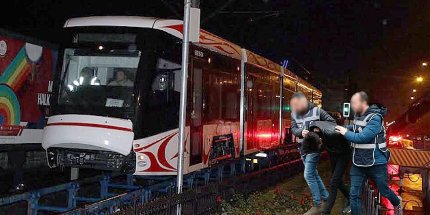 Samsun'da tramvay istasyonunun aydınlatma lambalarını çalan şahıs yakalandı
