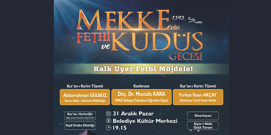 AGD MEKKE'NİN FETHİ ve KUDÜS GECESİ PROGRAMI DAVET