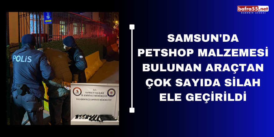 Samsun'da petshop malzemesi bulunan araçtan çok sayıda silah ele geçirildi