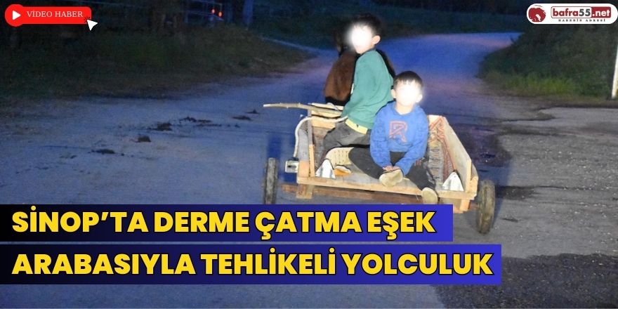 Sinop’ta derme çatma eşek arabasıyla tehlikeli yolculuk