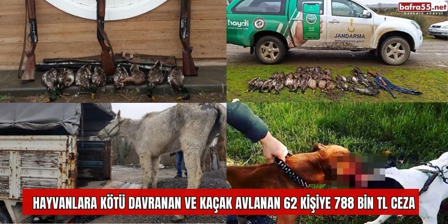 Hayvanlara kötü davranan ve kaçak avlanan 62 kişiye 788 bin TL ceza