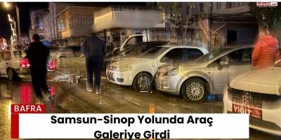 Samsun-Sinop Yolunda Araç Galeriye Girdi
