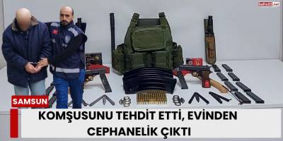 Komşusunu Tehdit Etti, Evinden Cephanelik Çıktı