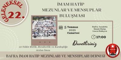 Bafra'da 22. Geleneksel İmam Hatip Mezunları Buluşması 5 Temmuz’da Gerçekleşecek
