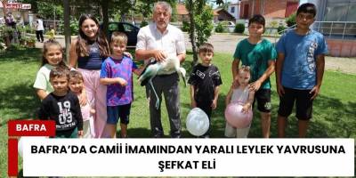 Bafra’da Camii İmamından Yaralı Leylek Yavrusuna Şefkat Eli