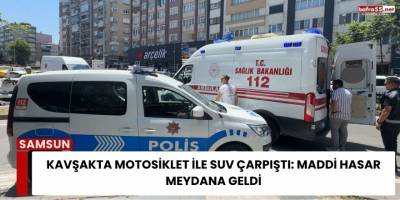 Kavşakta Motosiklet ile SUV Çarpıştı: Maddi Hasar Meydana Geldi