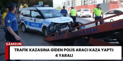 Trafik Kazasına Giden Polis Aracı Kaza Yaptı: 4 Yaralı