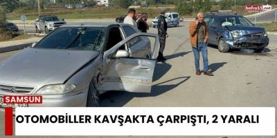 Otomobiller Kavşakta Çarpıştı, 2 Yaralı