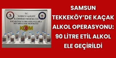 Samsun Tekkeköy’de Kaçak Alkol Operasyonu: 90 Litre Etil Alkol Ele Geçirildi