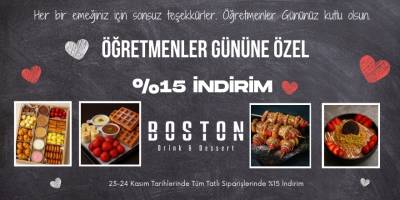 Boston Drink&Dessert’ten Öğretmenler Günü’ne Özel %15 Tatlı İndirimi
