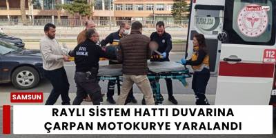 Raylı Sistem Hattı Duvarına Çarpan Motokurye Yaralandı