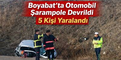 Boyabat’ta Otomobil Şarampole Devrildi 5 Kişi Yaralandı