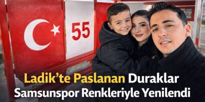 Ladik’te Paslanan Duraklar Samsunspor Renkleriyle Yenilendi