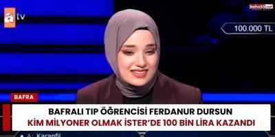 Bafralı Tıp Öğrencisi Ferdanur Dursun Kim Milyoner Olmak İster’de 100 Bin Lira Kazandı
