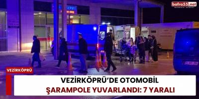 Vezirköprü’de Otomobil Şarampole Yuvarlandı: 7 Yaralı