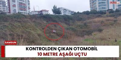 Kontrolden Çıkan Otomobil 10 Metre Aşağı Uçtu