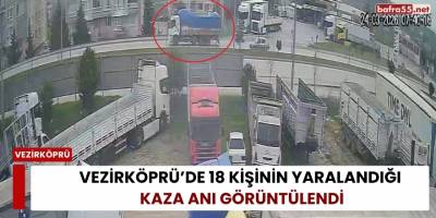 Vezirköprü’de 18 Kişinin Yaralandığı Kaza Anı Görüntülendi