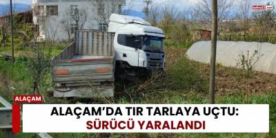 Alaçam’da Tır Tarlaya Uçtu: Sürücü Yaralandı