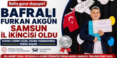 Bafralı Furkan Akgün Samsun İl İkincisi Oldu