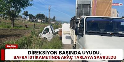 Direksiyon Başında Uyudu, Bafra İstikametinde Araç Tarlaya Savruldu