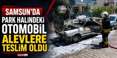 Samsunda Park Halindeki Otomobil Alevlere Teslim Oldu