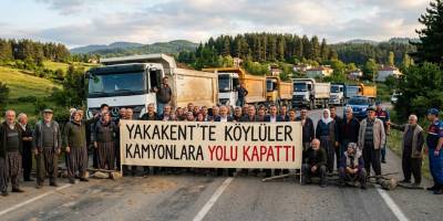 Yakakent’te Köylüler Kamyonlara Yolu Kapattı