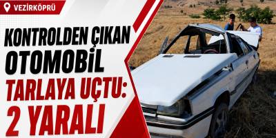 Vezirköprü’de Kontrolden Çıkan Otomobil Tarlaya Uçtu: 2 Yaralı