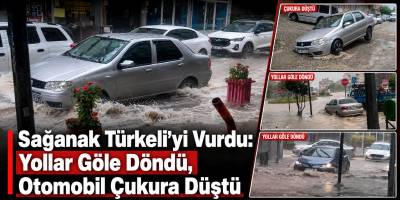 Sağanak Türkeli’yi Vurdu: Yollar Göle Döndü, Otomobil Çukura Düştü