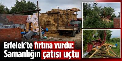Erfelek’te fırtına vurdu: Samanlığın çatısı uçtu