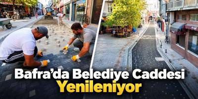 Bafra’da Belediye Caddesi Yenileniyor
