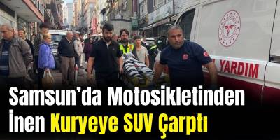 Samsun’da Motosikletinden İnen Kuryeye SUV Çarptı