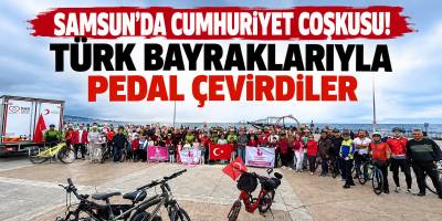 Samsun’da Cumhuriyet Coşkusu! Türk Bayraklarıyla Pedal Çevirdiler