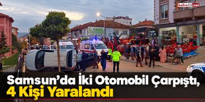 Samsun’da İki Otomobil Çarpıştı, 4 Kişi Yaralandı