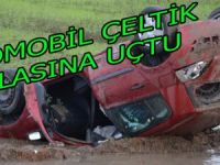 OTOMOBİL ÇELTİK TARLASINA UÇTU: 2 YARALI