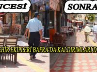 BÜYÜKŞEHİR EKİPLERİ BAFRA’DA KALDIRIMLARI DENETLEDİ
