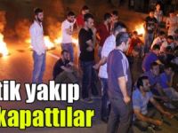 SAMSUNDA LASTİK YAKIP KARAYOLUNU TRAFİĞE KAPATTILAR