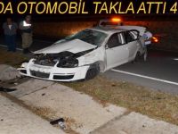 BAFRADA OTOMOBİL TAKLA ATTI: 4 YARALI