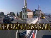 BAFRA DEVLET HASTANESİ YOLUNDA KAZA ÇANLARI ÇALIYOR.