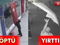 Türk bayrağını yırtarak kopardı