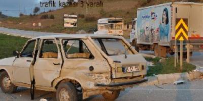 Trafik kazası 3 yaralı