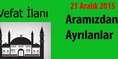 21 Aralık 2015 Bafra vefat