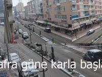 Bafra`da kar yağışı