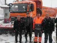 Alaçam karla mücadele ediyor