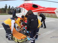 Kalp hastasının yardımına ambulans helikopter yetişti