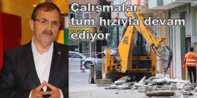 MİLLETVEKİLİ YENİ VE BAŞKAN ŞAHİN KALDIRIM ÇALIŞMALARINI İNCELEDİ