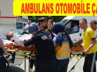 Bafra`da ambulans ile otomobil çarpıştı