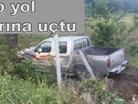 Bafra'da Pikap kenara uçtu